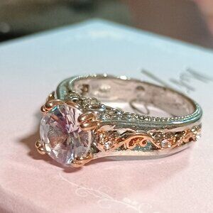 925 SILVER PLATED WHITE CZ COCKTAIL RING